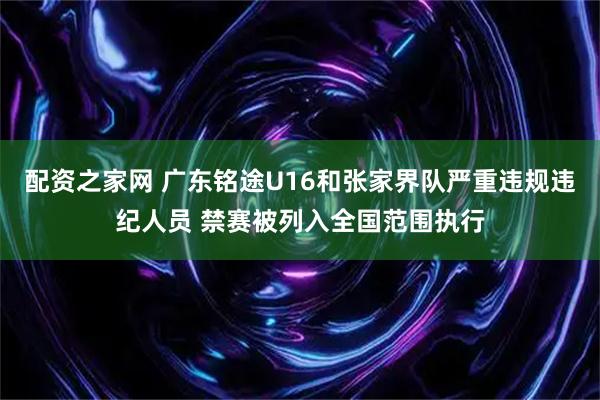 配资之家网 广东铭途U16和张家界队严重违规违纪人员 禁赛被列入全国范围执行
